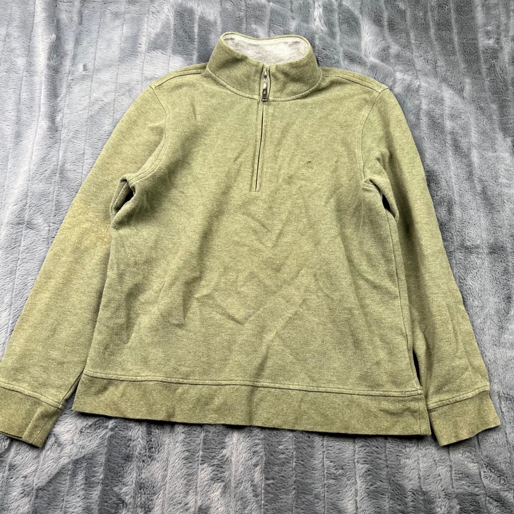 Brooks Brothers Mens Olive Green 1/4 Zip Pullover Sweatshirt Size M 13243